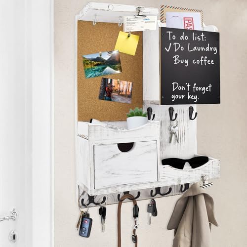 Key Holder Wall Mount with Drawer and Mail Organizer by HEKOOLA