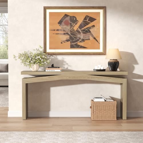 Epecoya 63 Inch Console Table for Entry Way Modern, Light Tan Wood - Image 3