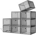 Large Thick Clear Shoe Organizer, Magnetic Door Stackable Shoe Storage Box by 7+code