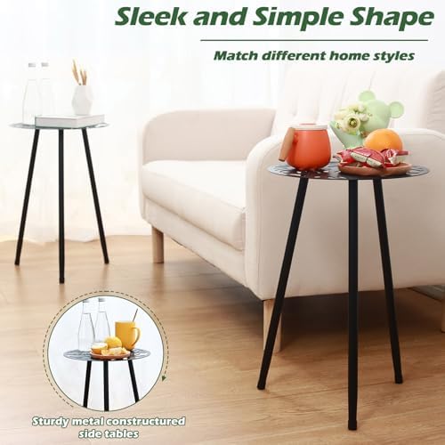 1-Pack Small Metal Side Tables Outdoor Patio Round Accent Table Modern Indoor - Image 5