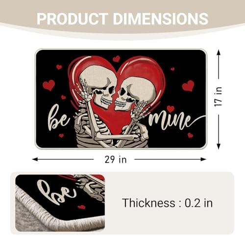 Valentines Day Skeleton Welcome Front Door Mat - Image 3