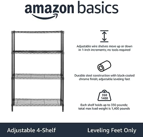 Amazon Basics 4-Shelf Adjustable Heavy Duty Steel Wire Rack Storage Shelving - Image 2
