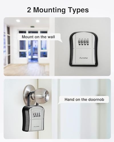 Puroma Key Lock Box Outdoor 4 Digit Code Combination Lockbox House, 4 Gray - Image 2