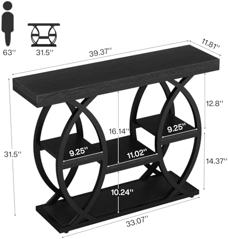 Tribesigns 39.4" Console Table, 4-Tier Sofa Table, Accent Tables - Image 2