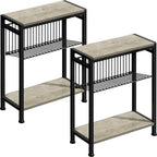 Small Side Table Set of 2 for Small Space, 3-Tier Narrow End Table by HOME
