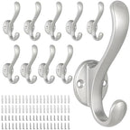 10 Pack Coat Hooks Wall Mount Heavy Duty Utility Retro Double Hooks by PEOIAOY