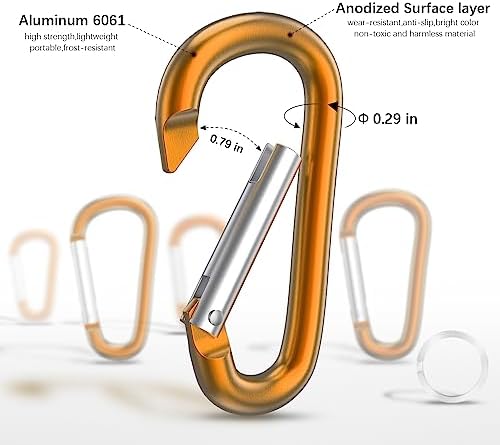 sprookber 3" Aluminum Carabiner D Ring, Caribeener Clips, Spring Snap Hook - Image 4