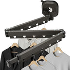 Suction Cup Clothes Drying Rack – Wall Mounted Retractable Clothes Hanger by Unknown