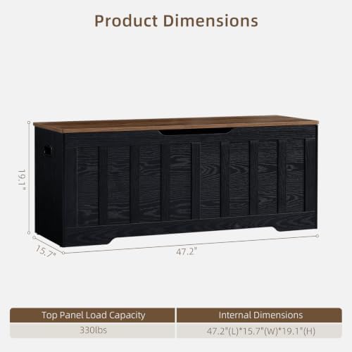 VANKILEY 47.2" Storage Chest Extra Large, Storage Bench. - Image 3