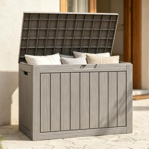 Fancyango 50 Gallon Waterproof Deck Box, Resin Outdoor Storage Box - Image 6