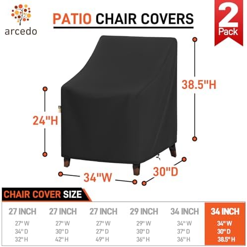 Arcedo Waterproof Outdoor Chair Covers 2 Pack - Image 2