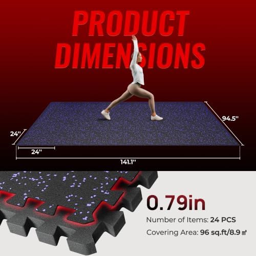 SUPERJARE 0.79'' Extra-Thick 24 Pcs 96 Sq Ft Exercise Equipment Mats - Image 5