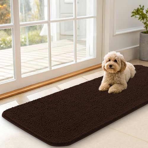 OLANLY Dog Door Mat for Muddy Paws 47x17, Super Absorbent Chenille Mud Mat by OLANLY
