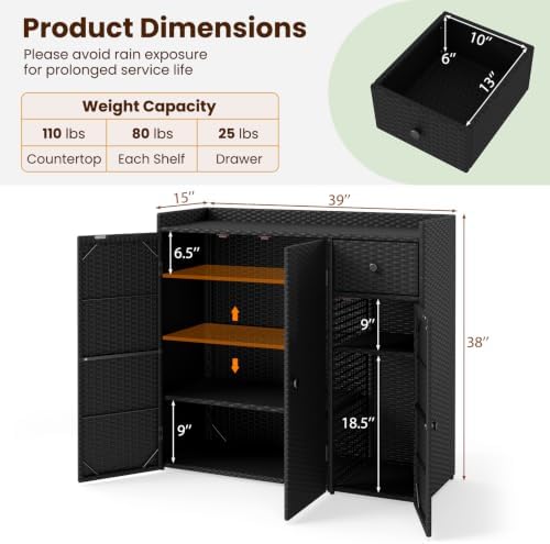 Tangkula Rattan Outdoor Storage Cabinet - Image 6