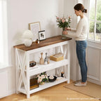 3-Tier Wood Entryway Table: 41" Narrow Console Shelf - Image 3