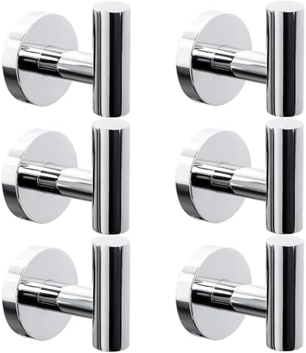 Kruodop Towel Hooks for Bathroom, 6 Packs Wall Mount Towel Holder, Stainless by Kruodop