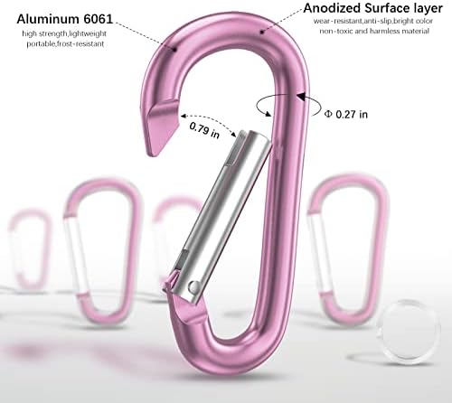 sprookber 3" Aluminum Carabiner D Ring, Caribeener Clips, Spring Snap Hook - Image 4