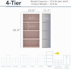 Homes: Inside + Out Apexa 4-Tier Cube Storage Organizer Shelves, Stackable Wood - Image 3
