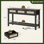 SUPERJARE Rattan Console Sofa Table - Image 2