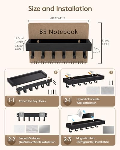 Key Holder Wall Mount Magnetic Adhesive, Key Hooks Rack - Image 3