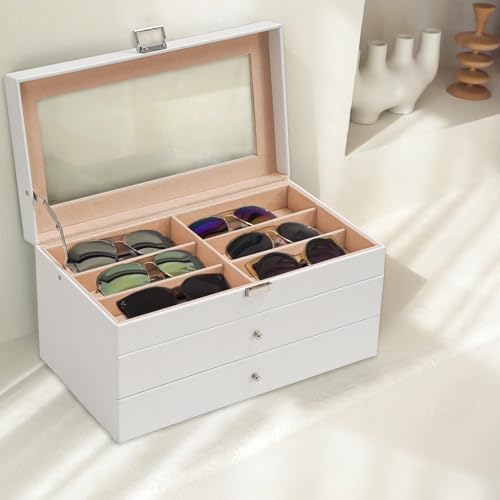 ProCase 3-Layer Sunglasses Storage Organizer -White - Image 2