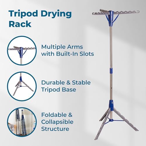 Honey-Can-Do 64-Inch Steel Tripod Clothes Drying Rack, Foldable Collapsible - Image 4