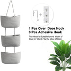 TeoKJ Over the Door Hanging Storage Basket Woven 3 Tier Wall Organizer Gray - Image 6