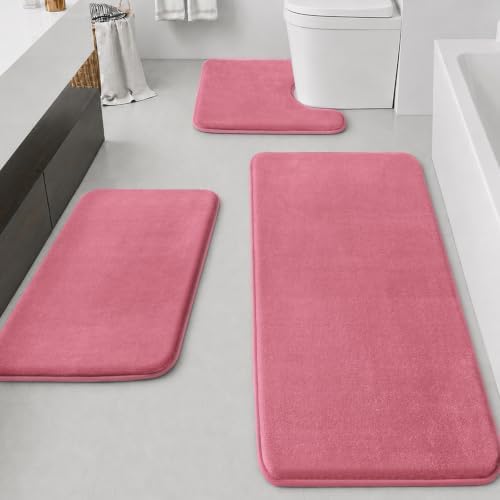 HUXMEYSON Bathroom Rugs Sets 3 Piece, Non-Slip & Quick Dry Bath Mat Set by HUXMEYSON