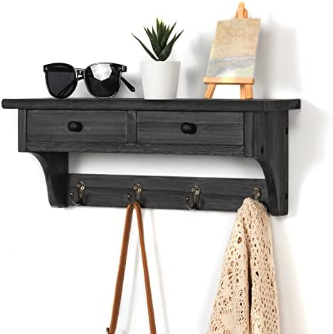 Emfogo Wood Coat Hooks Wall Mounted, Rustic Style - Image 2