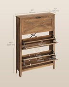 VASAGLE Farmhouse Shoe Cabinet, Narrow Storage Organizer, 3 Flip Drawers - Image 2