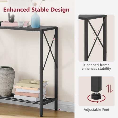 Tajsoon Console Table 28.3''L, 2 Tier Small Hallway Table Entryway Black - Image 5
