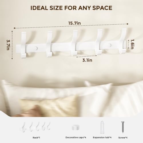 Optish 2 Pack Coat Rack Wall Mount, Heavy Duty Coat Hooks - Image 5