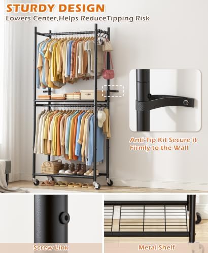 HOMIDEC Clothes Rack, 79.7" Double-Tier Clothing Rack - Image 5