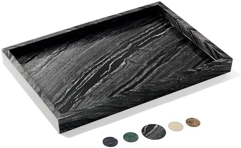 YMXYJM Natural Marble Tray for Bathroom, Genuine Ancient Wood Grain Marble by YMXYJM