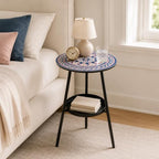 2-Tier Metal Outdoor Side Tables 13.5" Round End Tables - Image 7