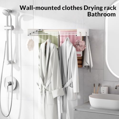 Foldable Wall-Mounted Clothes Drying Rack, 23.6 Inches, Holds up to 60 lbs - Image 5