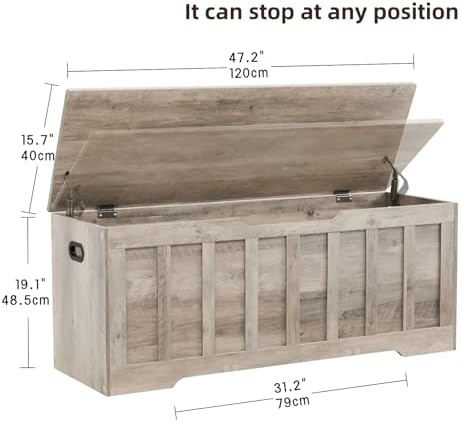 VANKILEY 47.2" Storage Chest Extra Large, Wooden Storage Bench. - Image 2