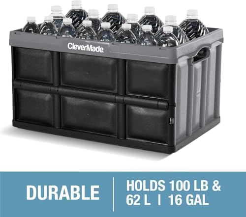 CleverMade Collapsible Storage Bins, 62L 3 Pack, 100 lb Stackable - Image 5
