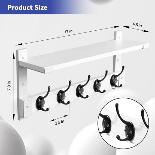 Oraich Wall Hooks with Shelf, Coat Rack Wall Mount - Image 4