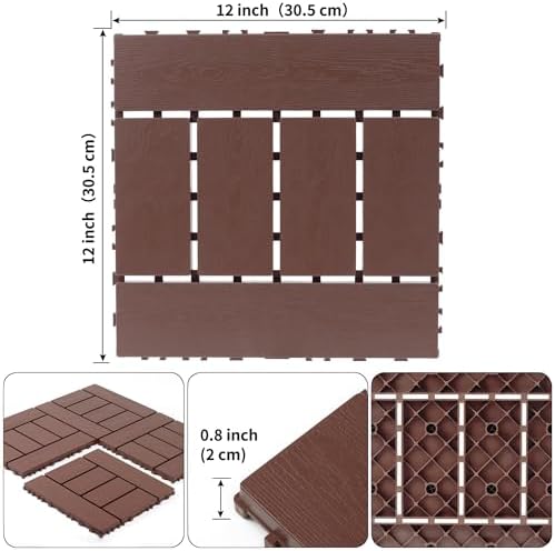 44 Pack Interlocking Deck Tiles, All-Weather Outdoor Deck Tiles - Image 2