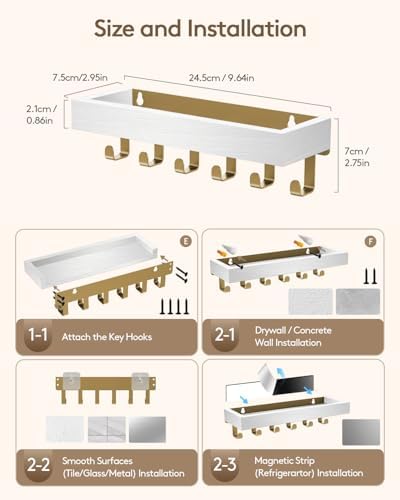 Key Holder Wall Mount Magnetic Adhesive, Key Hooks Rack - Image 2