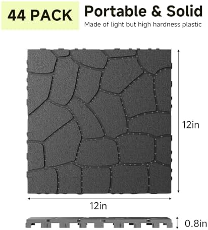 Rovibek 44 PCS Interlocking Deck Tiles, All Weather Patio Tiles - Image 2