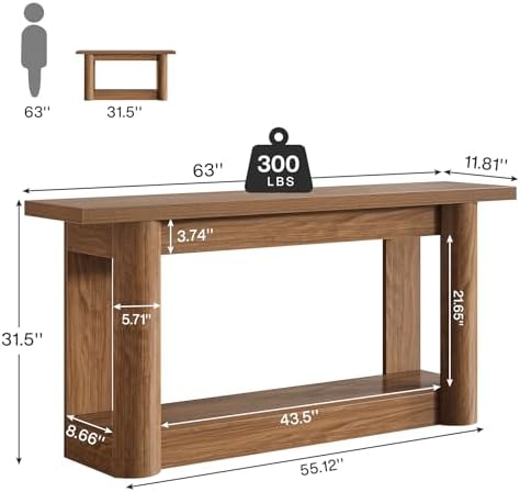 Tribesigns 63" Farmhouse Console Table, Narrow Long Sofa Table Behind Couch - Image 5