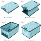 Blue Folding Plastic Stackable Utility Crates 2-Pack, Collapsible Storage Bins - Image 3