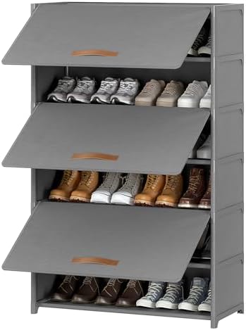 7 Tier Shoe Cabinet with Door, 28-Pair Storage by UNITSTAGE