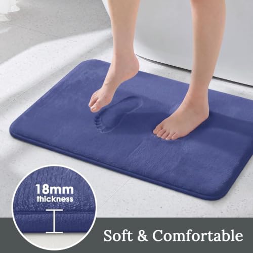 HUXMEYSON 3-Piece Memory Foam Bathroom Rug Set, Royal Blue - Image 3