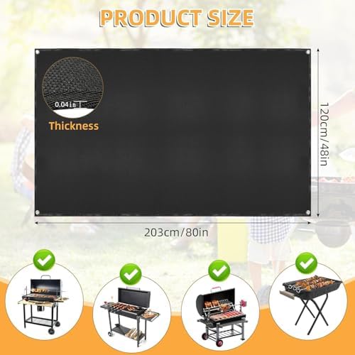 Under Grill Mat for Outdoor Grilling, 80 x 48 inches Double-Sided Fireproof - Image 2