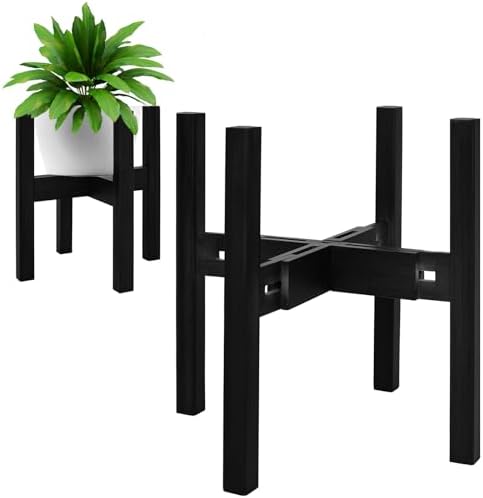 Rnined Adjustable Plant Stand Indoor, Bamboo Mid Century Modern Plants Stands by PlantsHomeFun