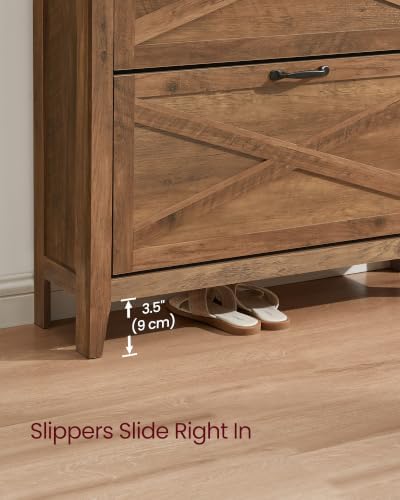 VASAGLE Farmhouse Shoe Cabinet, Narrow Storage Organizer, 3 Flip Drawers - Image 7