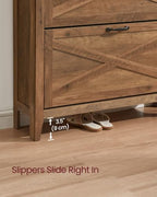 VASAGLE Farmhouse Shoe Cabinet, Narrow Storage Organizer, 3 Flip Drawers - Image 7